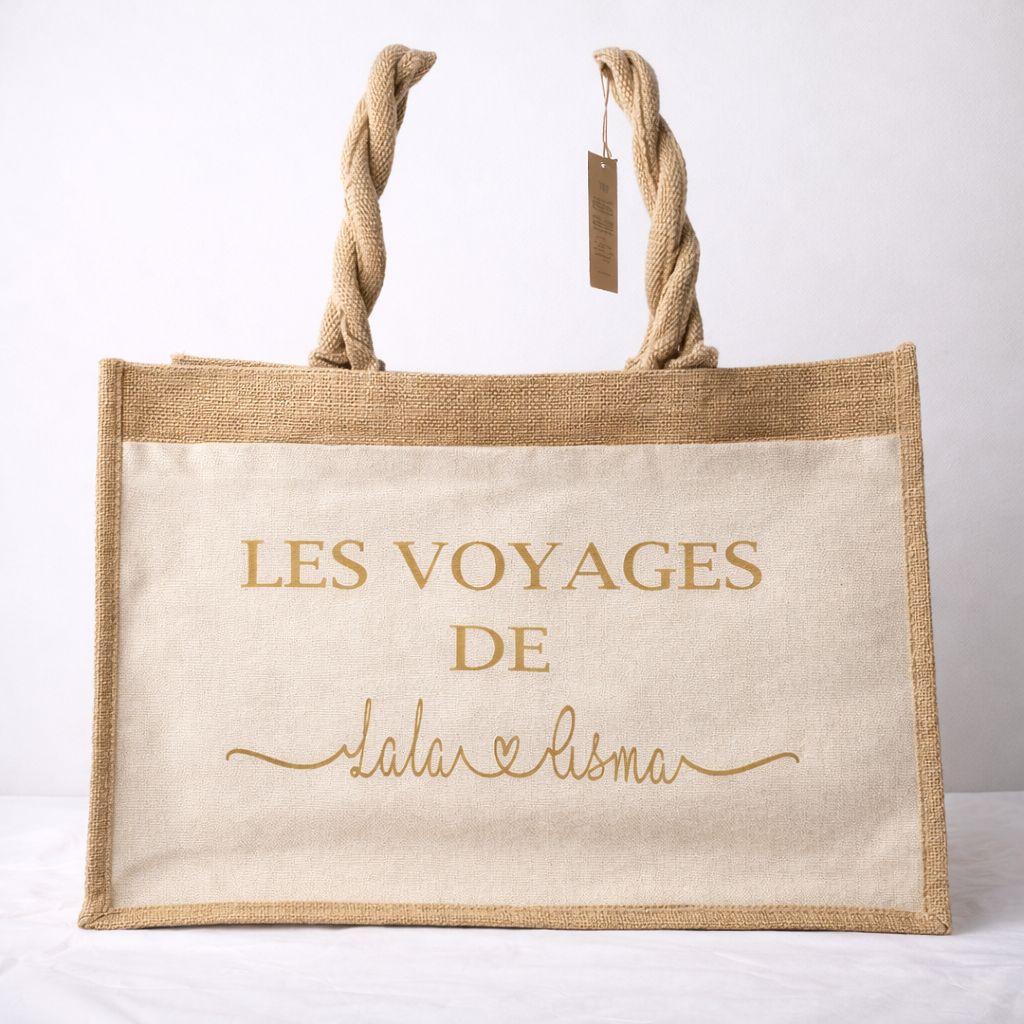 Sac Jute Luxe 🌿 – Personnalisé & tendance